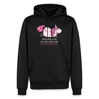 Lustige Dickes Einhorn Spruch Molliges Einhorn - Männer Premium Bio Hoodie - Schwarz - Vorne - Nico (187cm)