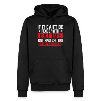 Klebeband und C4 Fix It Kampfingenieur Zitat - Männer Premium Bio Hoodie - Schwarz - Vorne - Nico (187cm)