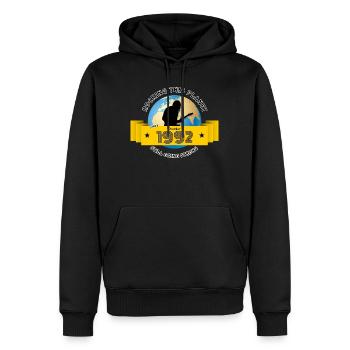 33. Geburtstag Rocking this planet since 12/1992 - Männer Premium Bio Hoodie - Schwarz - Vorne - Nico (187cm)