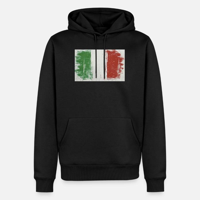 Conception italienne - Sweat à capuche Premium bio Homme - noir