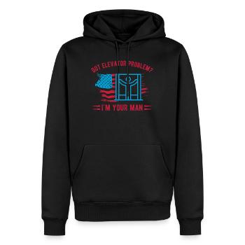 Elevator Technician I ́m Your Man Engineer USA Gift - Men’s Premium Organic Hoodie - black - Front - Nico (187cm)