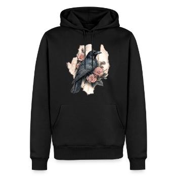 Rabe Vintage Rosen - Männer Premium Bio Hoodie - Schwarz - Vorne - Nico (187cm)