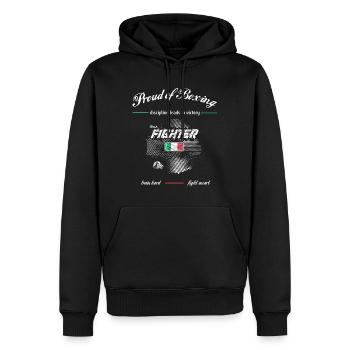 Fier de Boxing FIGHTER Italie - Sweat à capuche Premium bio Homme - noir - Devant - Nico (187cm)