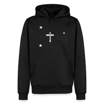 Himmlisches Kreuz mit Sternen - Männer Premium Bio Hoodie - Schwarz - Vorne - Nico (187cm)