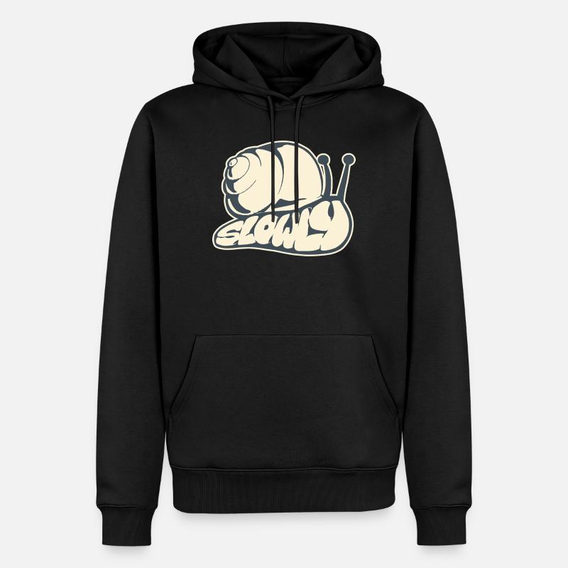 Slowly, mot dessiné (V2) - Sweat à capuche Premium bio Homme - noir