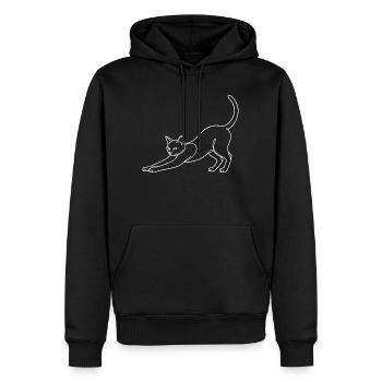 Minimalistische Silhouette Katze Katzenbuckel - Männer Premium Bio Hoodie - Schwarz - Vorne - Nico (187cm)