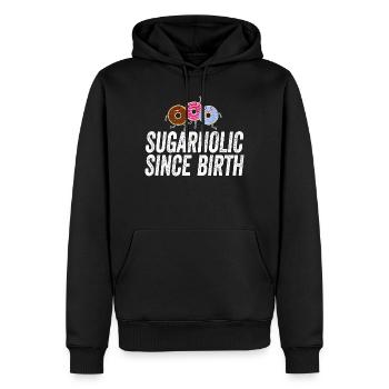 Sugarholic-Donuts seit Geburt - Männer Premium Bio Hoodie - Schwarz - Vorne - Nico (187cm)