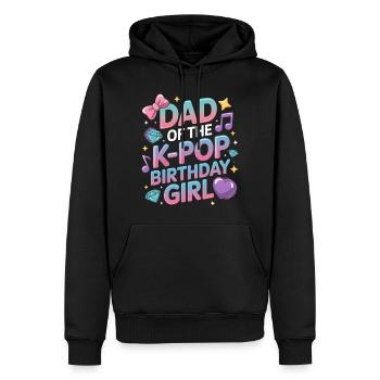 Papa des K-Pop Geburtstagskinds – Stolzer Vater - Männer Premium Bio Hoodie - Schwarz - Vorne - Nico (187cm)