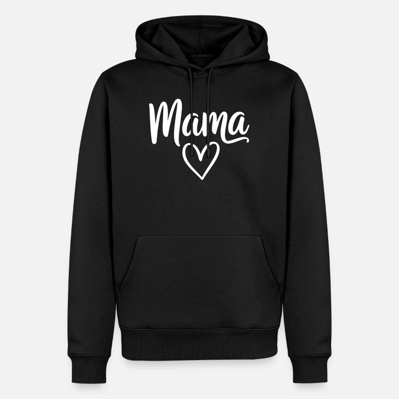 Mama Heart Skript - Männer Premium Bio Hoodie - Schwarz