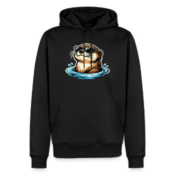 Otter Lustig Tier Portrait Wildtier Cool - Männer Premium Bio Hoodie - Schwarz - Vorne - Nico (187cm)