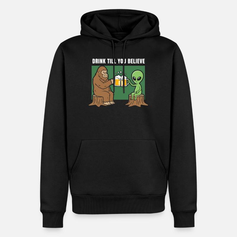 Prost mit Alien und Sasquatch - Männer Premium Bio Hoodie - Schwarz