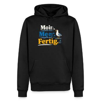 Moin Meer Fertig Möwe lustig Spruch  - Männer Premium Bio Hoodie - Schwarz - Vorne - Nico (187cm)