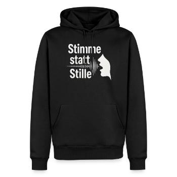 Stimme statt Stille Meinungsfreiheit Spruch - Männer Premium Bio Hoodie - Schwarz - Vorne - Nico (187cm)