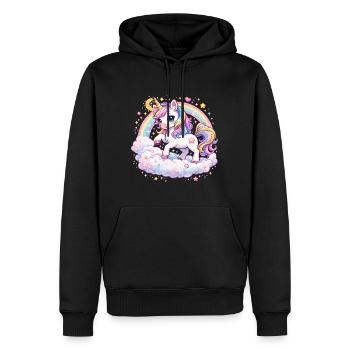 Licorne pastel sur l’arche des nuages - Sweat à capuche Premium bio Homme - noir - Devant - Nico (187cm)