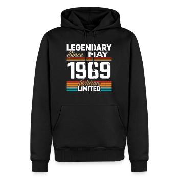 Mai 1969 Vintage Mai 1969 Retro Mai 1969 - Sweat à capuche Premium bio Homme - noir - Devant - Nico (187cm)