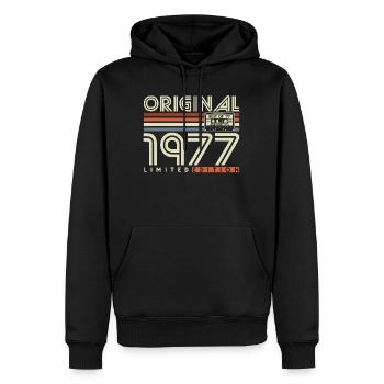 1977 Vintage Vintage Rétro Cadeau d’anniversaire - Sweat à capuche Premium bio Homme - noir - Devant - Nico (187cm)