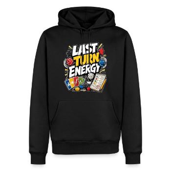 LAST TURN ENERGY - Men’s Premium Organic Hoodie - black - Front - Nico (187cm)