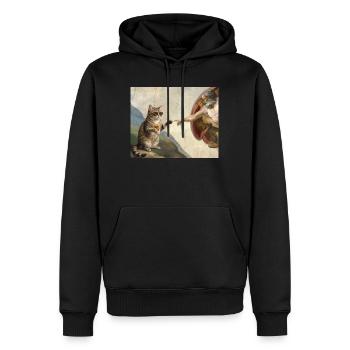 Katze Schlägt Gottes Hand Lustiges Katzen meme - Männer Premium Bio Hoodie - Schwarz - Vorne - Nico (187cm)