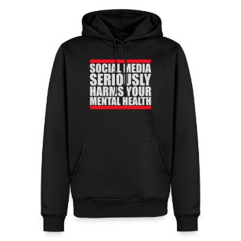 Les réseaux sociaux nuisent sérieusement à la santé mentale selon les affirmations - Sweat à capuche Premium bio Homme - noir - Devant - Nico (187cm)
