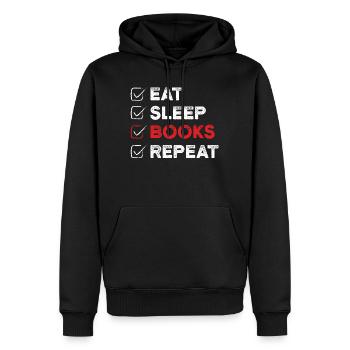 Eat Sleep Books Repeat Book Lover Gift - Men’s Premium Organic Hoodie - black - Front - Nico (187cm)