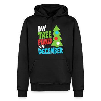 Weihnachtsbaum hatte im Dezember Hochsaison - Männer Premium Bio Hoodie - Schwarz - Vorne - Nico (187cm)