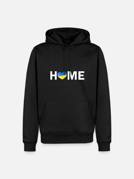 Home Ukraine Flag with Heart - Männer Premium Bio Hoodie - Schwarz