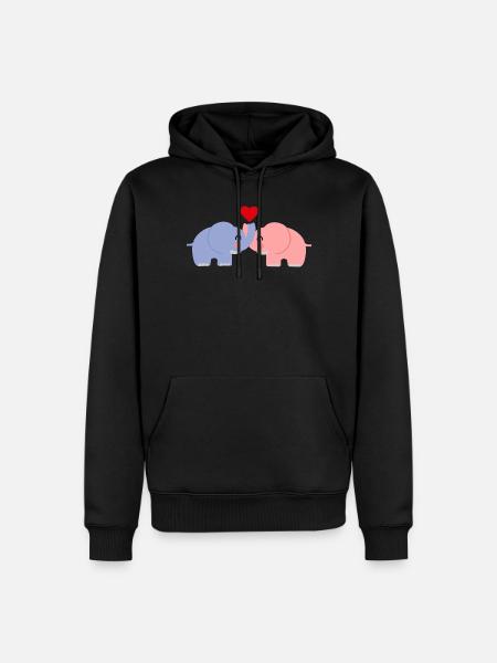 Elefant Liebe Paar - Männer Premium Bio Hoodie - Schwarz