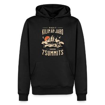 Kilimandscharo - 7 Gipfel - Männer Premium Bio Hoodie - Schwarz - Vorne - Nico (187cm)