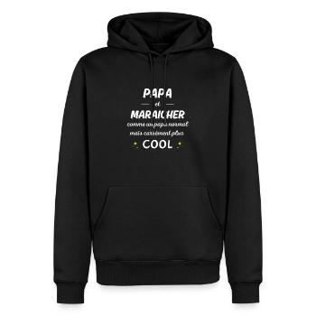 papa et maraicher papa normal plus cool - Sweat à capuche Premium bio Homme - noir - Devant - Nico (187cm)
