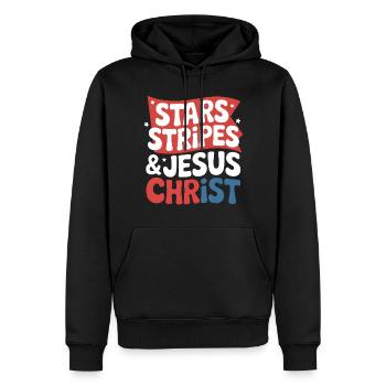 Amerikanischer Gläubiger Christ July 4th Jesus - Männer Premium Bio Hoodie - Schwarz - Vorne - Nico (187cm)