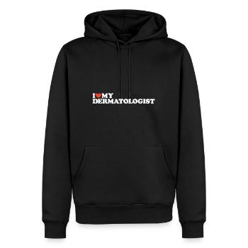 I love my Dermatologist Herz Shirt - Männer Premium Bio Hoodie - Schwarz - Vorne - Nico (187cm)