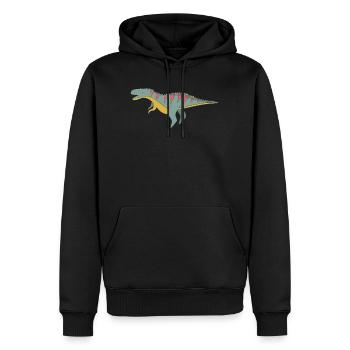 Dinosaure Dino - Sweat à capuche Premium bio Homme - noir - Devant - Nico (187cm)