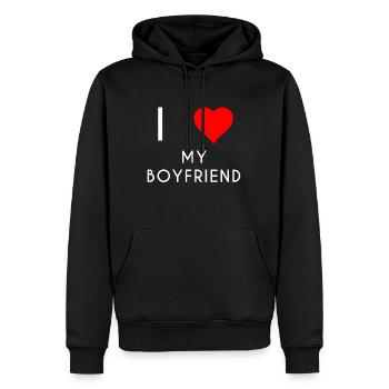 J'adore mon ami ami motif - Sweat à capuche Premium bio Homme - noir - Devant - Nico (187cm)