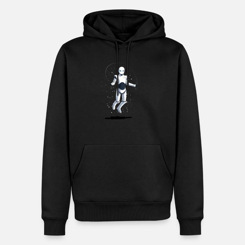 Roboter der Seilspringt - Männer Premium Bio Hoodie - Schwarz