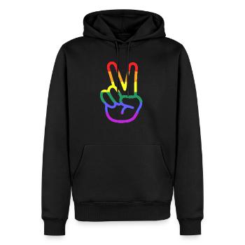 Peace Hand - Männer Premium Bio Hoodie - Schwarz - Vorne - Nico (187cm)