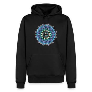 Mandala Blüte - Männer Premium Bio Hoodie - Schwarz - Vorne - Nico (187cm)