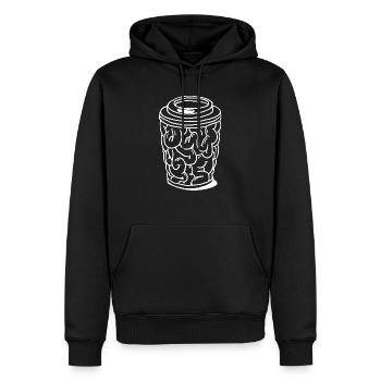 Brain to Go Gehirn Kaffeebecher Geschenk - Männer Premium Bio Hoodie - Schwarz - Vorne - Nico (187cm)