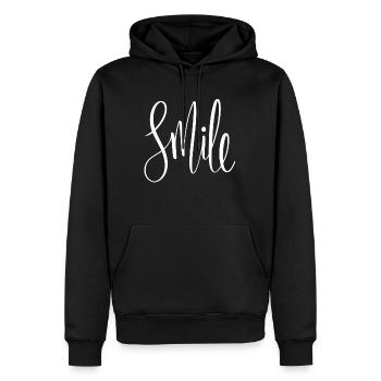 Smile - Männer Premium Bio Hoodie - Schwarz - Vorne - Nico (187cm)