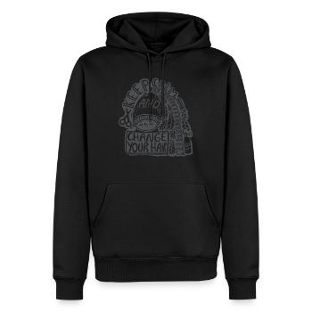 KEEP CALM - Männer Premium Bio Hoodie - Schwarz - Vorne - Nico (187cm)