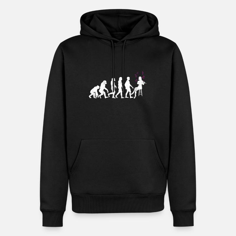 Evolution Flute Instrument - Männer Premium Bio Hoodie - Schwarz