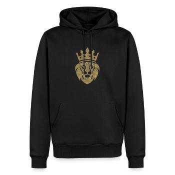 lion, roi,king, or, couronne - Sweat à capuche Premium bio Homme - noir - Devant - Nico (187cm)