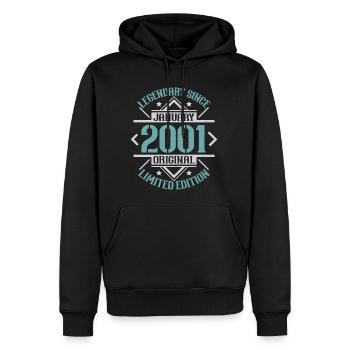 Légendaire depuis janvier 2001 édition limitée - Sweat à capuche Premium bio Homme - noir - Devant - Nico (187cm)