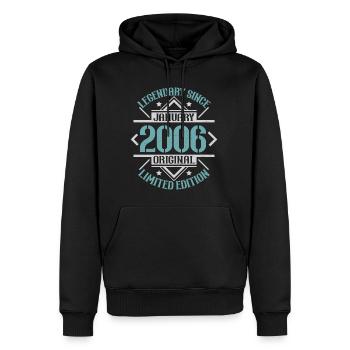 Legendär seit Januar 2006 limitierte Edition - Männer Premium Bio Hoodie - Schwarz - Vorne - Nico (187cm)