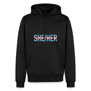 She Her Pronomen Transgender LGBTQ Transsexuell - Männer Premium Bio Hoodie - Schwarz - Vorne - Nico (187cm)