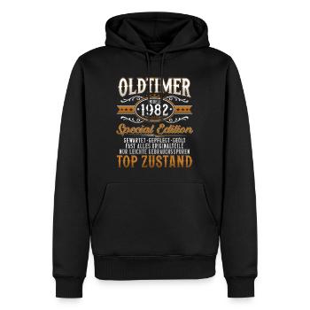 Oldtimer Baujahr Jahrgang 1982 Geburtstag Geschenk - Männer Premium Bio Hoodie - Schwarz - Vorne - Nico (187cm)