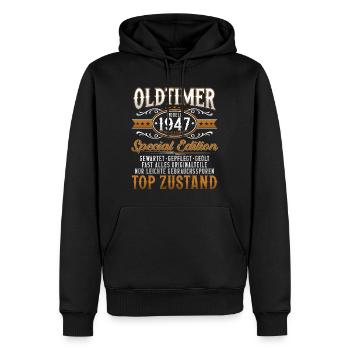 Oldtimer Baujahr Jahrgang 1947 Geburtstag Geschenk - Männer Premium Bio Hoodie - Schwarz - Vorne - Nico (187cm)