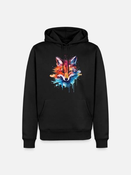 Aquarell Fuchs, Fuchs - Männer Premium Bio Hoodie - Schwarz