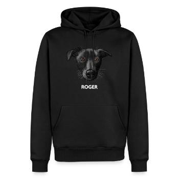 Roger 2 - Männer Premium Bio Hoodie - Schwarz - Vorne - Nico (187cm)
