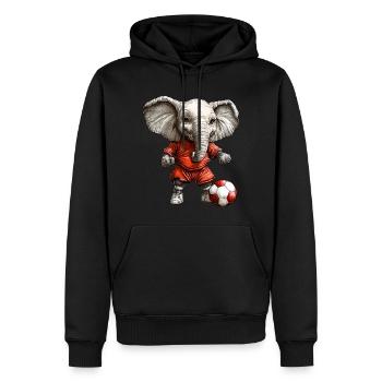 Éléphant de football - Sweat à capuche Premium bio Homme - noir - Devant - Nico (187cm)