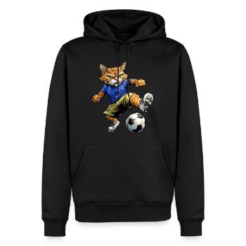 Katzen Fussball - Männer Premium Bio Hoodie - Schwarz - Vorne - Nico (187cm)